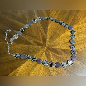 Chico's Black and Silver Patterned Belt